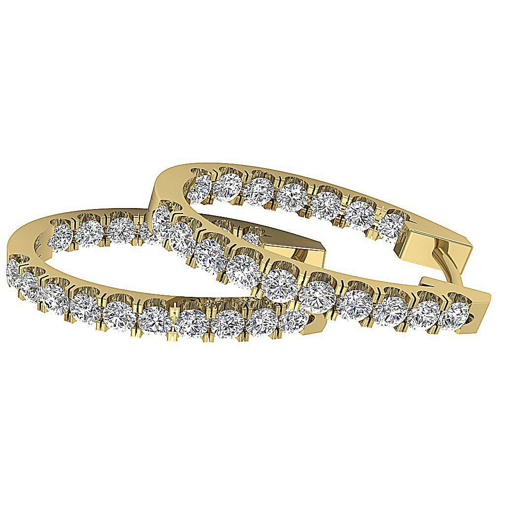 14k Yellow Gold Natural Diamond Inside Outside Wedding Earring