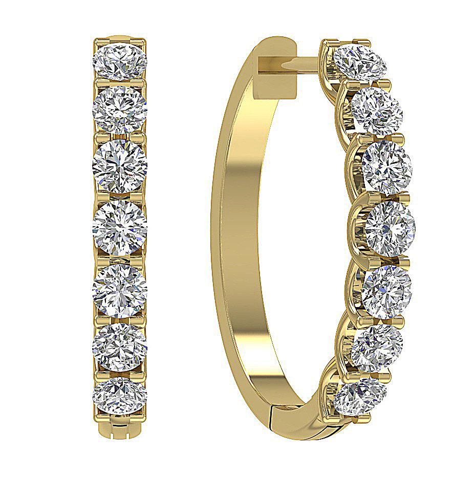14kYellowGoldGenuineDiamondLargeHoopsEarring