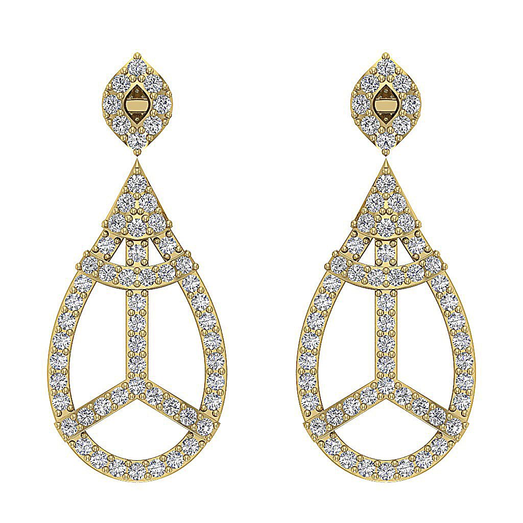 18k/14k Rose Gold Dangle Engagement Earrings Natural Diamond VVS1/VS1/SI1/I1 G 1.10 Ct Prong Set