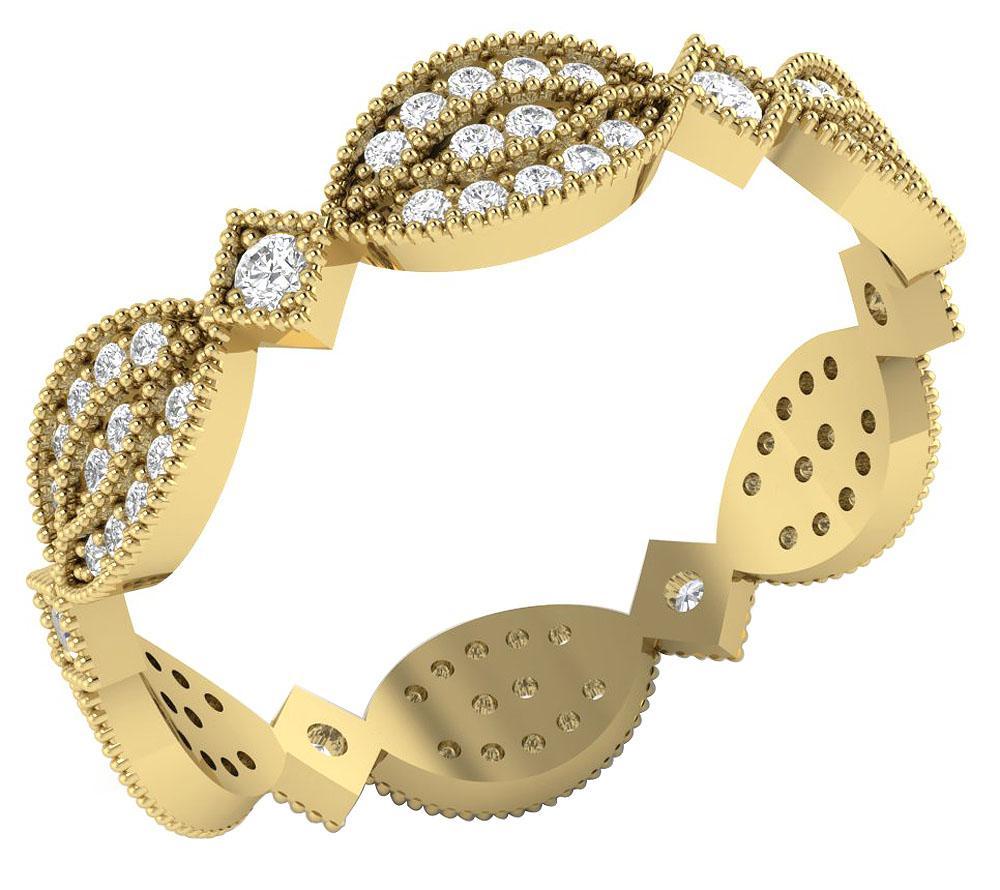 I1 G 0.51 Ct Round Diamond Eternity Anniversary Ring 14k Yellow Gold Prong Set 4.75 MM