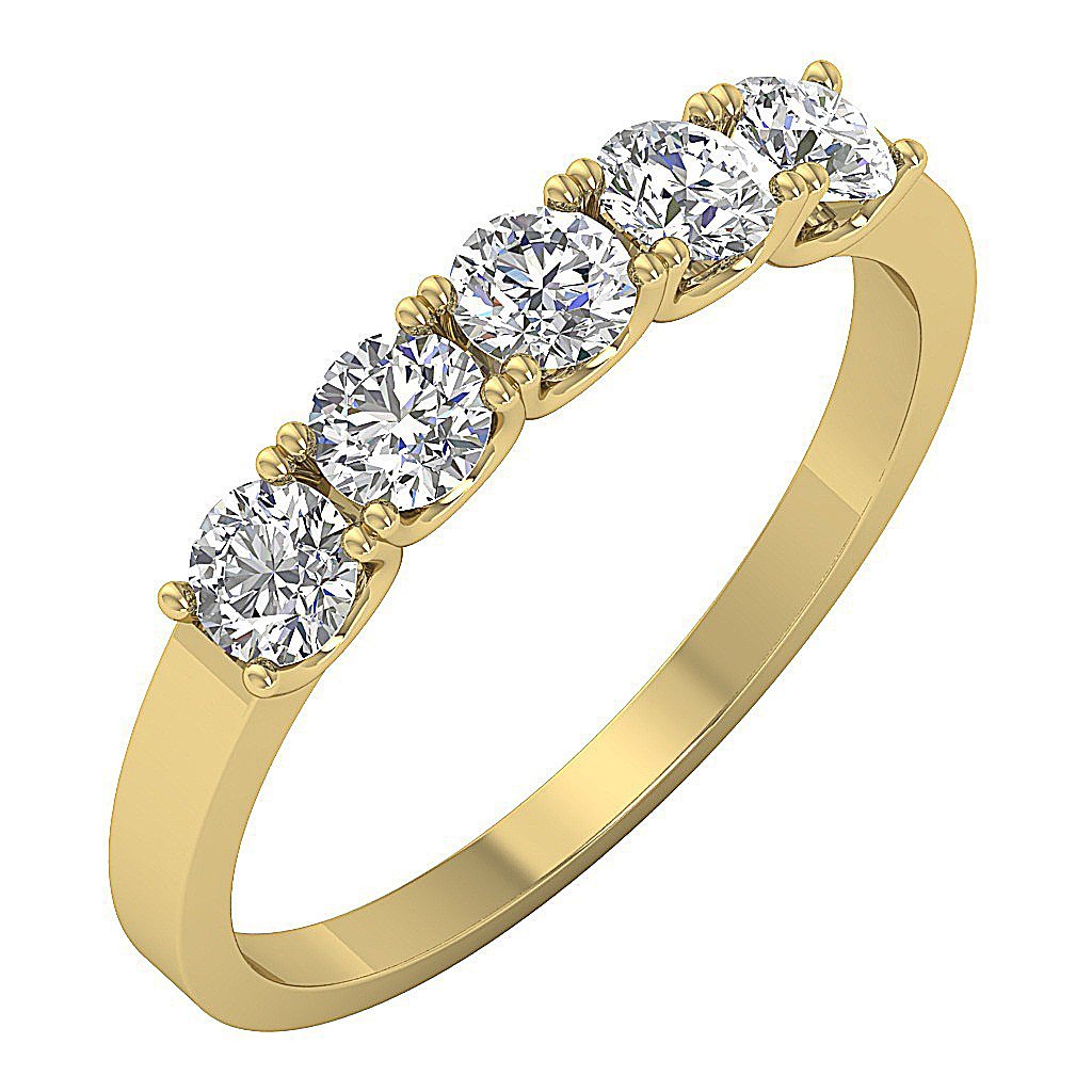 3.70 MM Five Stone Wedding Ring I1 G 1.00 Ct Genuine Diamond 14k Solid Gold Prong Set