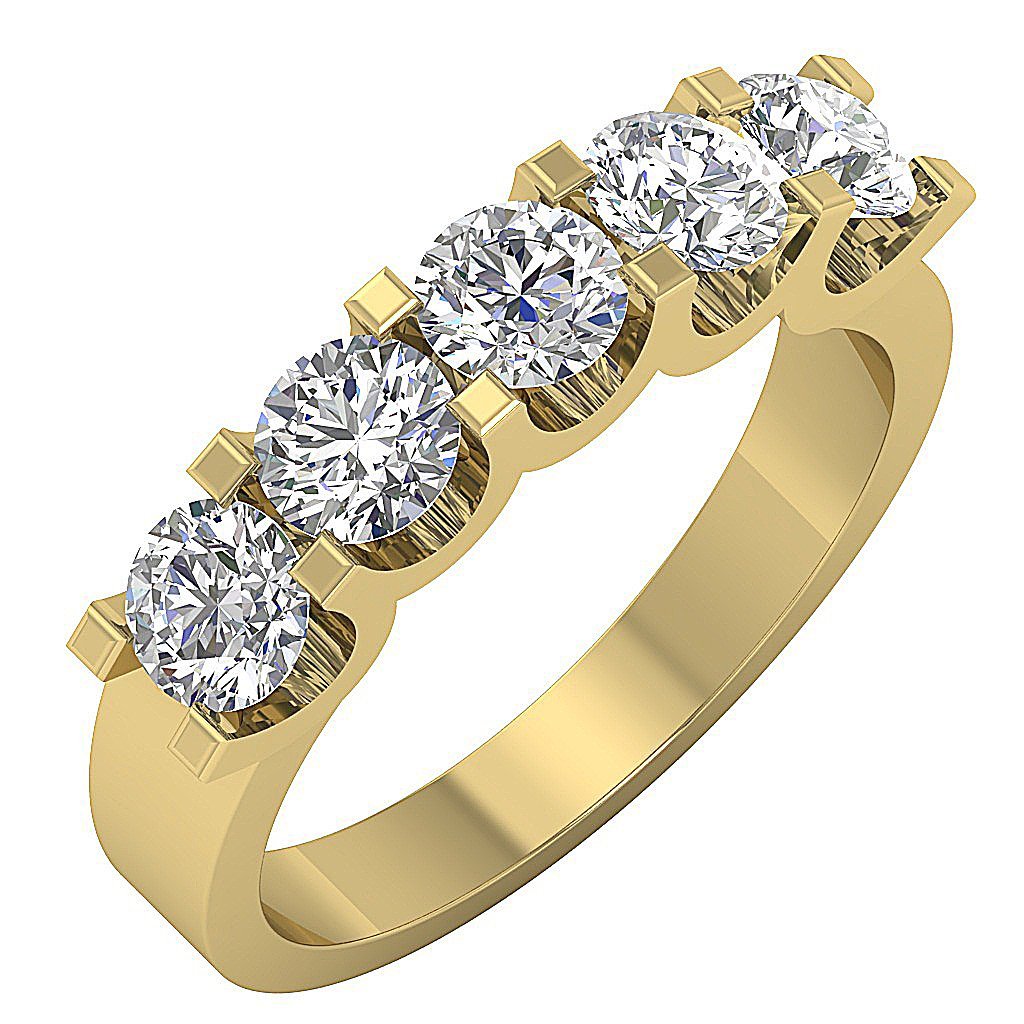 14k White Yellow Rose Gold Designer Five Stone Engagement Ring Natural Diamond I1 G 2.00 Ct