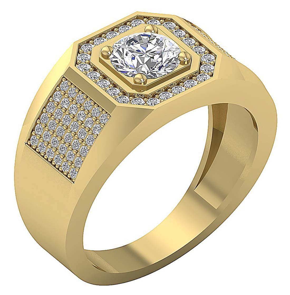 I1 G 1.65Ct 14k Solid Gold Mens Anniversary Ring Round Diamond Prong Set Width 12.00MM