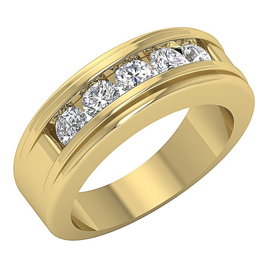 SI1/I1 G 1.10Ct Round Diamond Mens Anniversary Ring 14k Solid Gold Channel Set Width 6.70MM