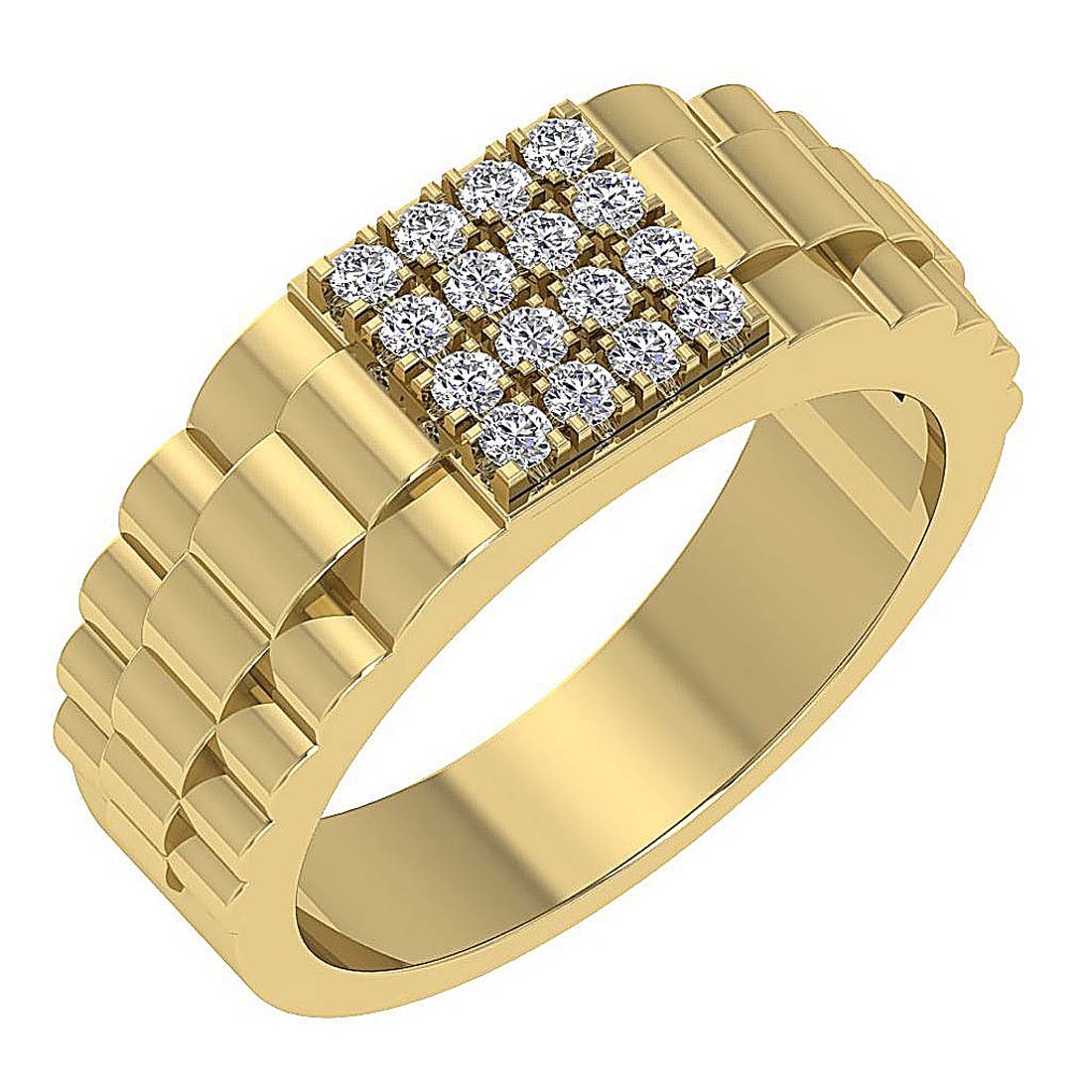 Mens Wedding Ring SI1/I1 G 0.55Ct 14k Solid Gold Round Diamond Prong Set Width 9.10MM