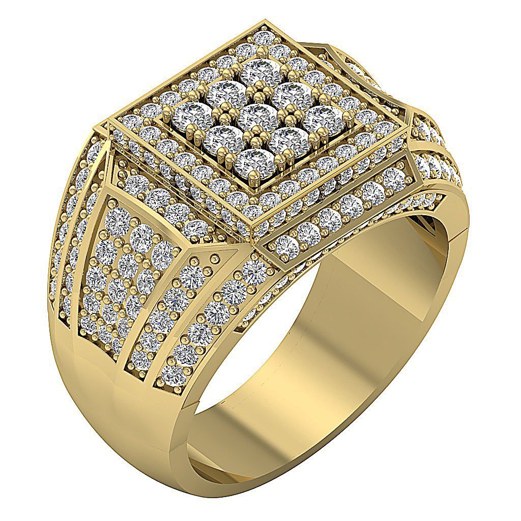 14k Solid Gold SI1/I1 G 2.55Ct Mens Wedding Ring Natural Diamond Prong Set Width 15.30MM