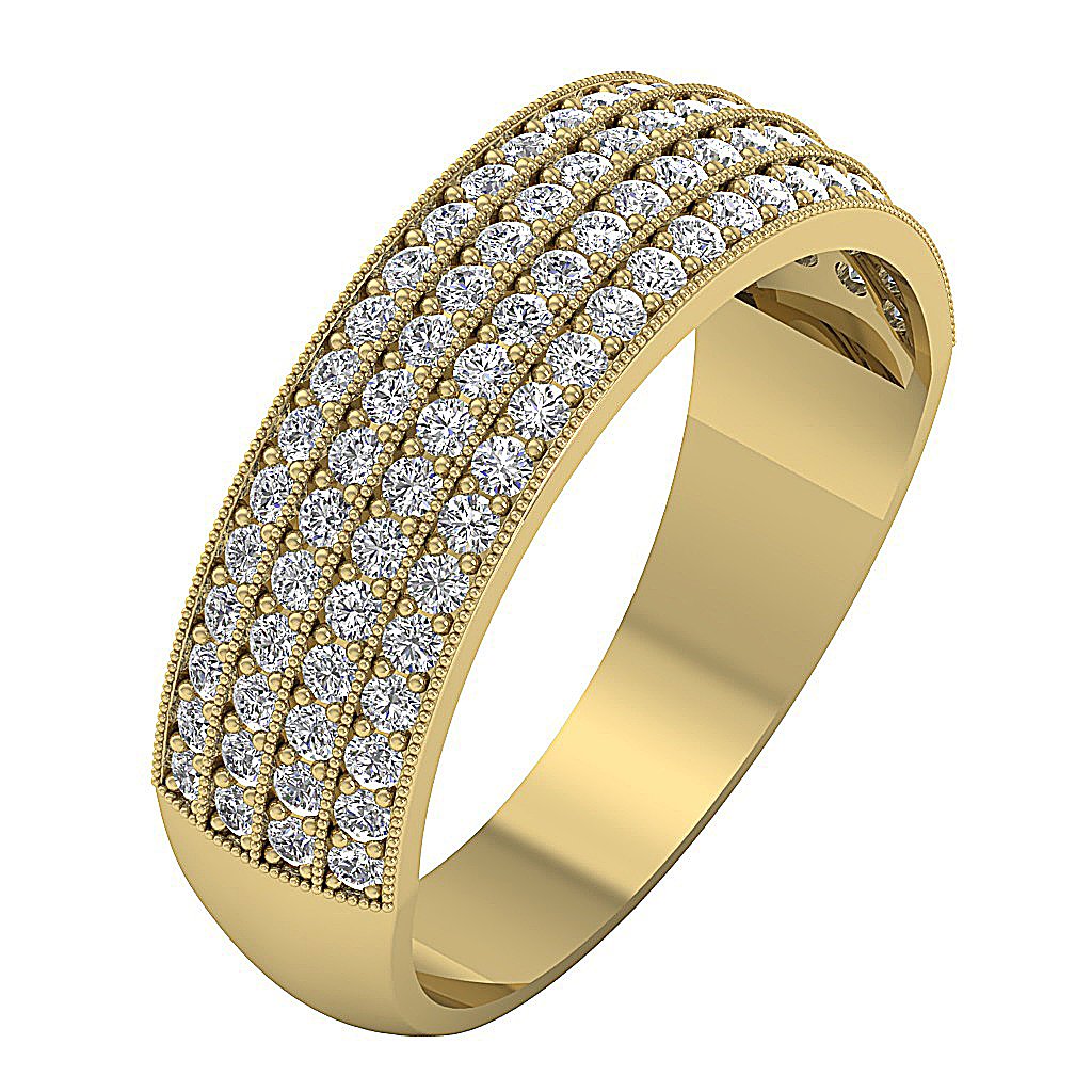 14k White Gold Petite Anniversary Ring SI1 G 0.90 Ct Natural Round Diamond Pave Set 7.20MM