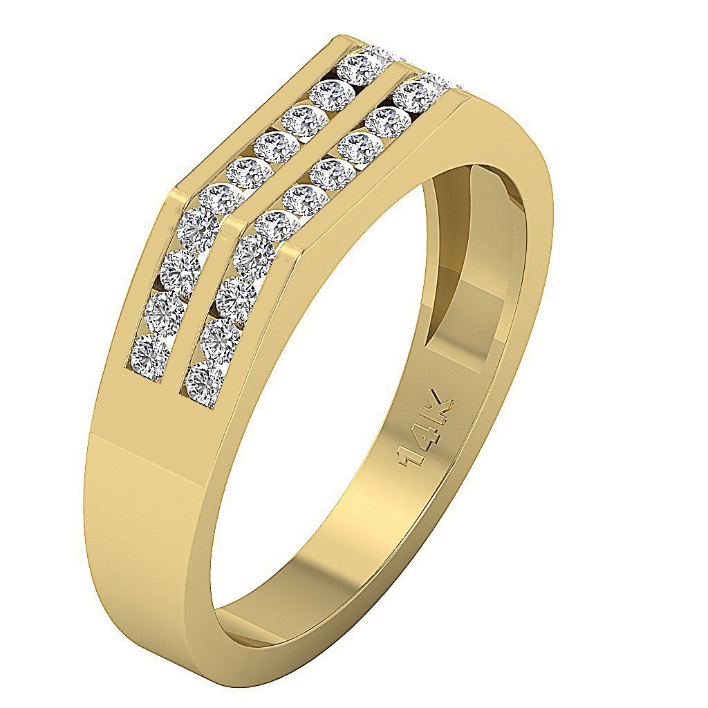 SI1/I1 G 0.60Ct Mens Wedding Ring 14k Solid Gold Natural Diamonds Channel Set Width 5.00MM
