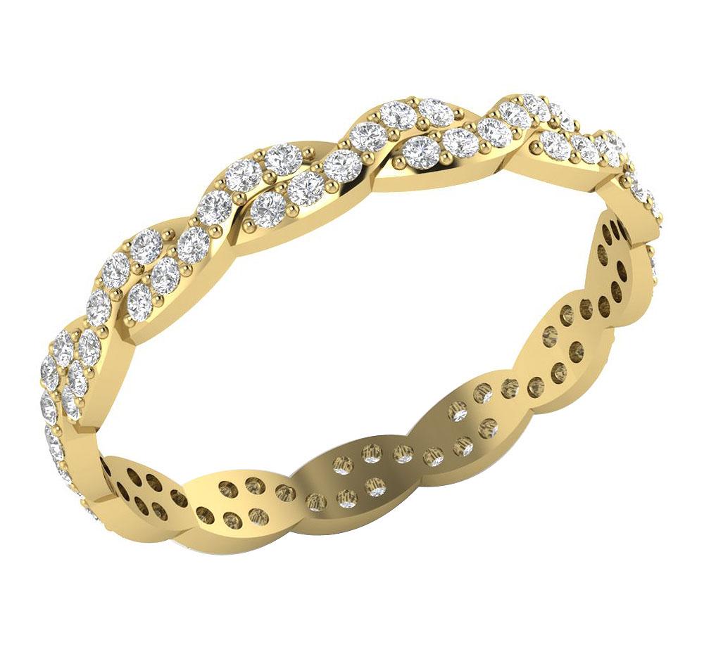 Stackable Eternity Engagement Ring Natural Diamond I1 G 0.75 Ct 14k Solid Gold Prong Set