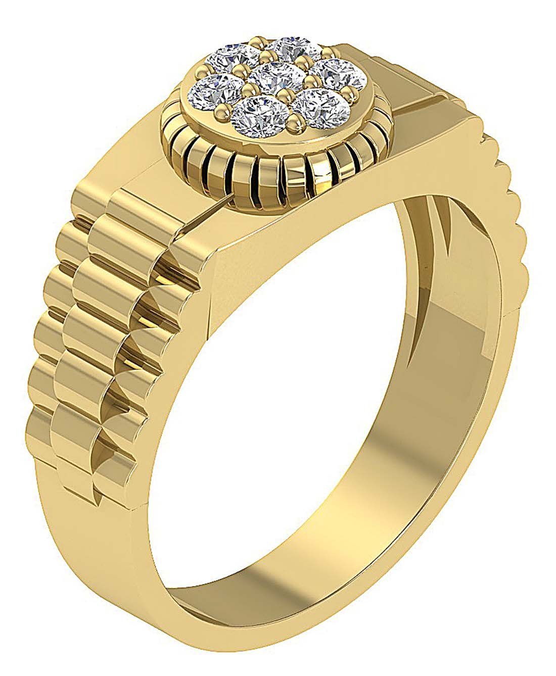 14k Solid Gold SI1/I1 G 0.50Ct Mens Anniversary Ring Natural Diamond Prong Set Width 10.00MM