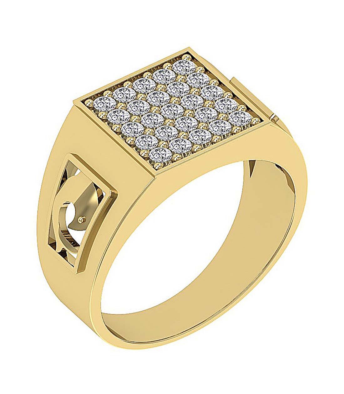 14k Solid Gold Mens Anniversary Ring SI1/I1 G 0.80Ct Round Diamond Prong Set Width 11.25MM