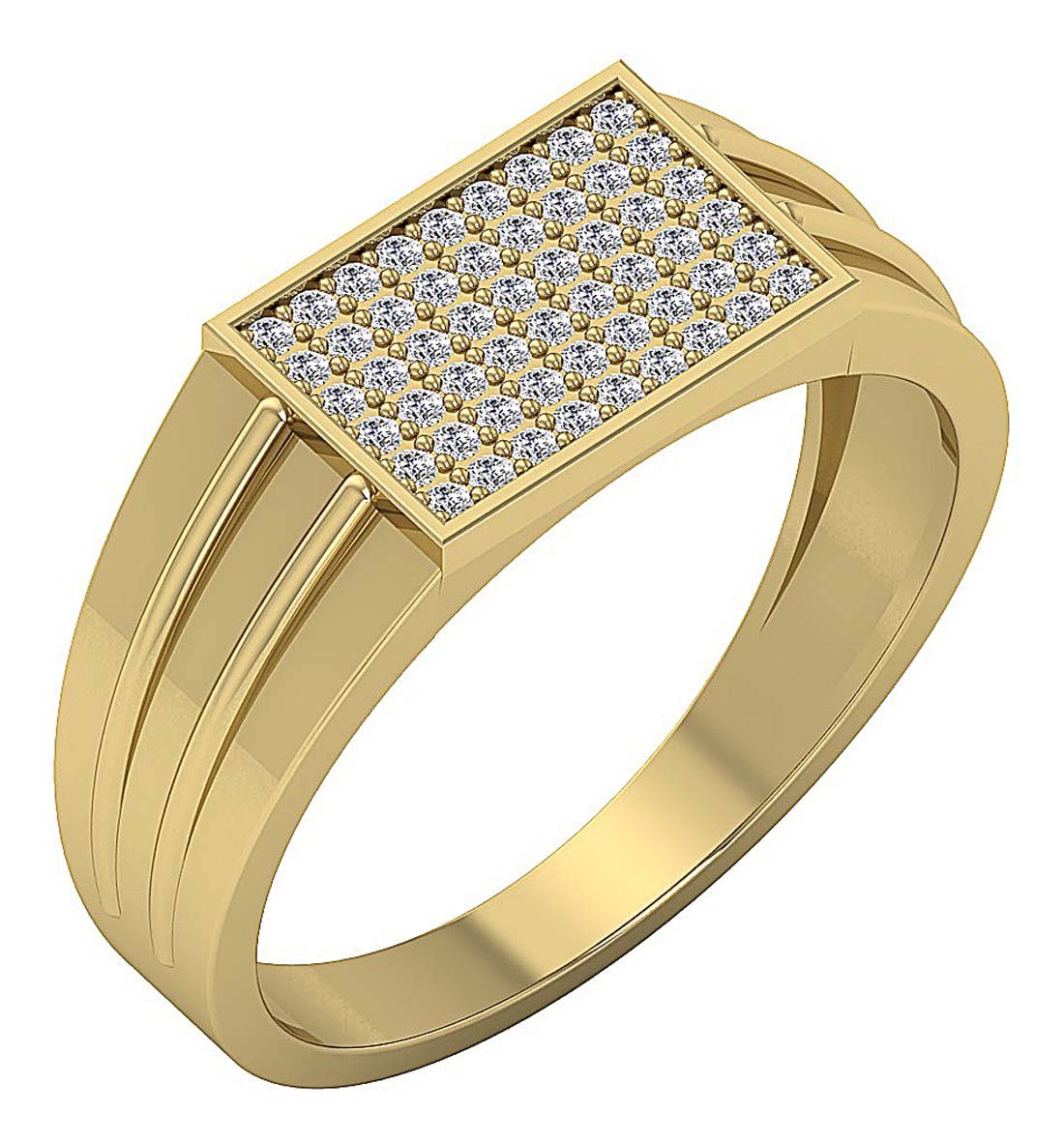 14k Solid Gold Mens Engagement Ring SI1/I1 G 0.40Ct Round Diamond Pave Set Width 8.60MM