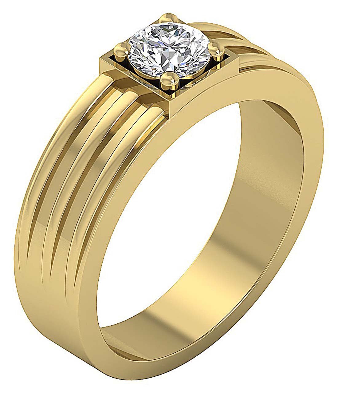 SI1/I1 G 0.75 Ct 14k White Gold Men Solitaire Anniversary Ring Round Diamond Prong Set 6.90 MM