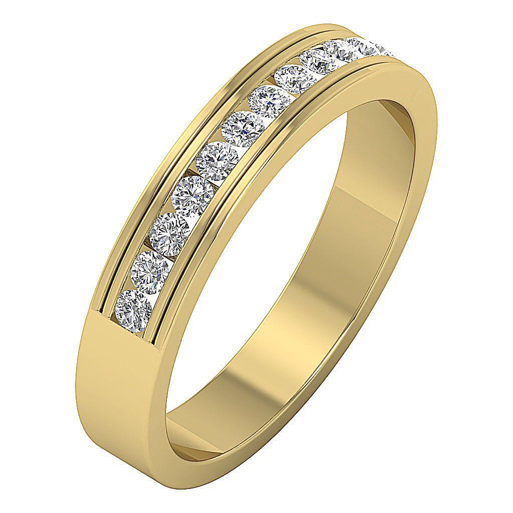 Channel Set Anniversary Band 0.50 ct I1 G Natural Round Ideal Cut Diamond 14k Gold