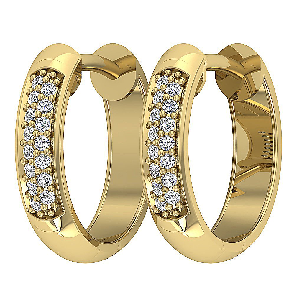 Round Diamond Small Gold Hoops Anniversary Earrings SI1/I1 G 0.15 Ct 18k/14k White Gold Prong Set