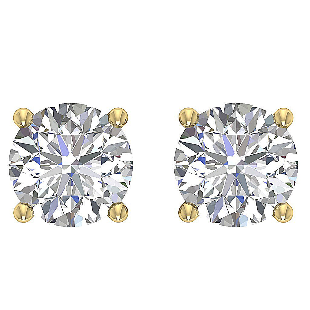 I1 G 2.10 Ct Round Diamond Solitaire Stud Earring 14k White Yellow Rose Gold