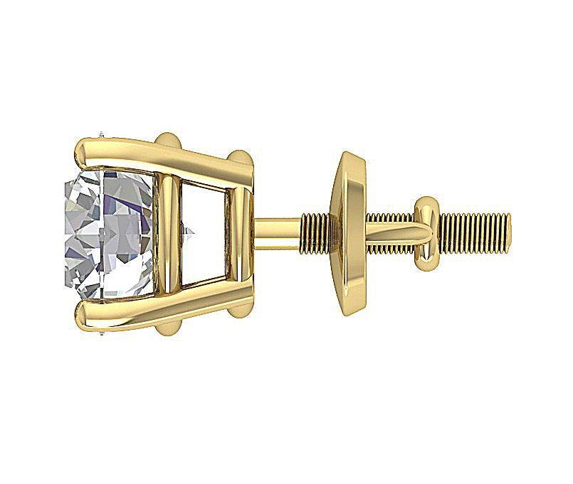 I1 G 2.10 Ct Round Diamond Solitaire Stud Earring 14k White Yellow Rose Gold