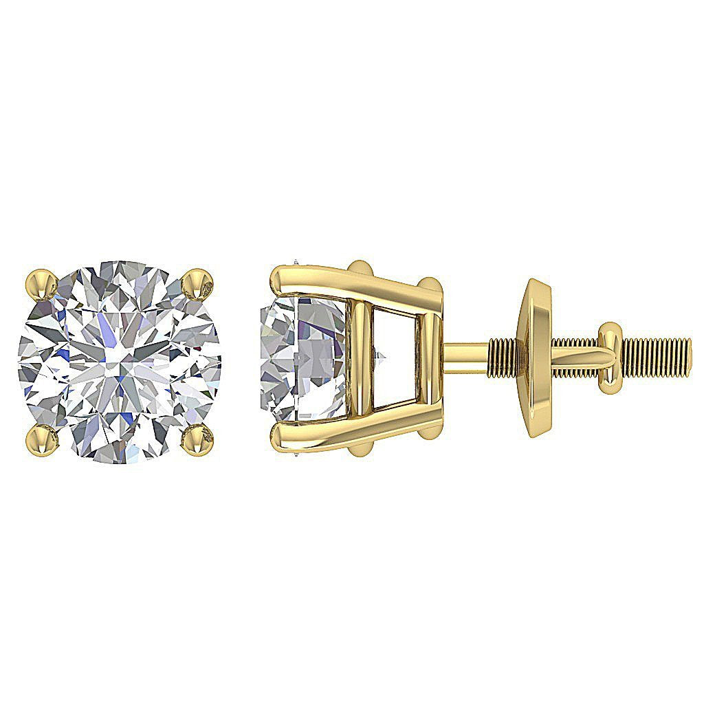 I1 G 2.10 Ct Round Diamond Solitaire Stud Earring 14k White Yellow Rose Gold