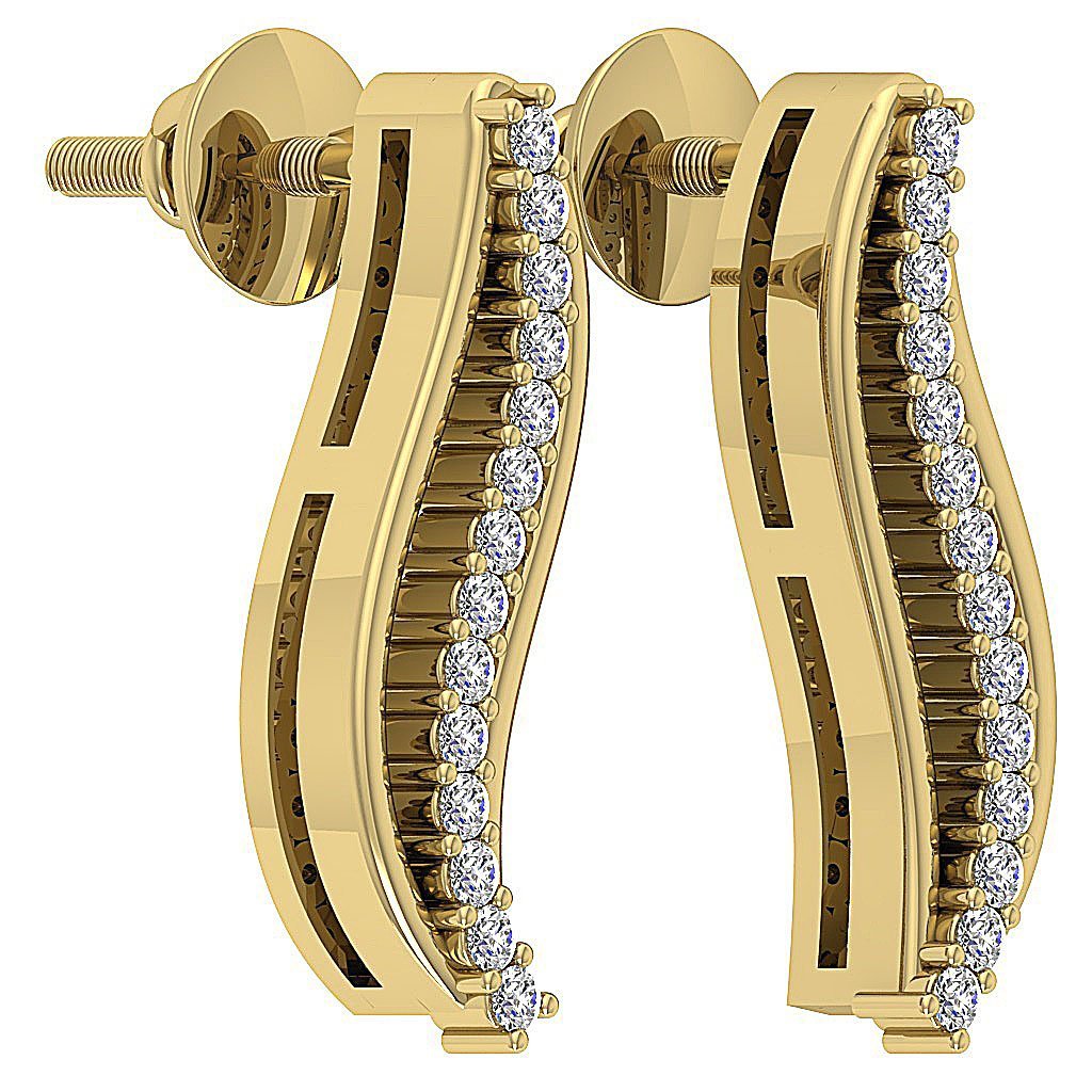 Prong Set Fashion Anniversary Earrings Round Diamond I1/SI1 G 0.15 Ct 18k/14k White Yellow Rose Gold