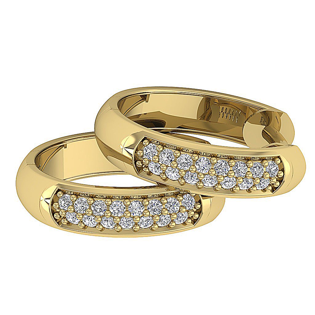 Round Diamond Small Gold Hoops Anniversary Earrings SI1/I1 G 0.15 Ct 18k/14k White Gold Prong Set