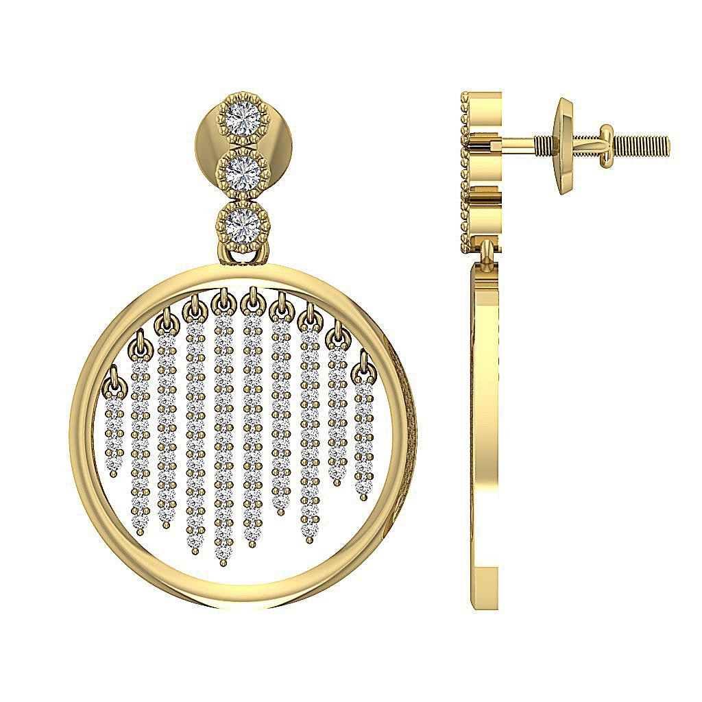 Natural Diamond Chandelier Engagement Earrings SI1/I1 G 1.00 Ct 18k/14k White Gold Prong Bezel Set