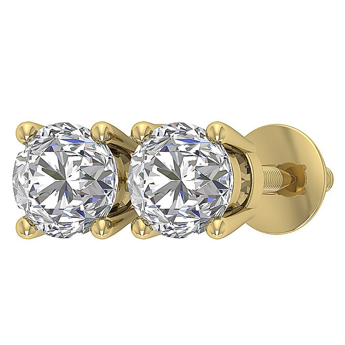 I1 G 2.50 Ct 4 Prong Set Natural Diamond 14k Solid Gold Solitaire Stud Earring