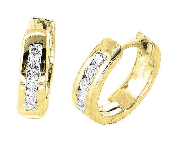 18k/14k Rose Gold Tiny Hoop Anniversary Earrings Round Diamond VVS1/VS1/SI1/I1 0.20 Ct Channel Set