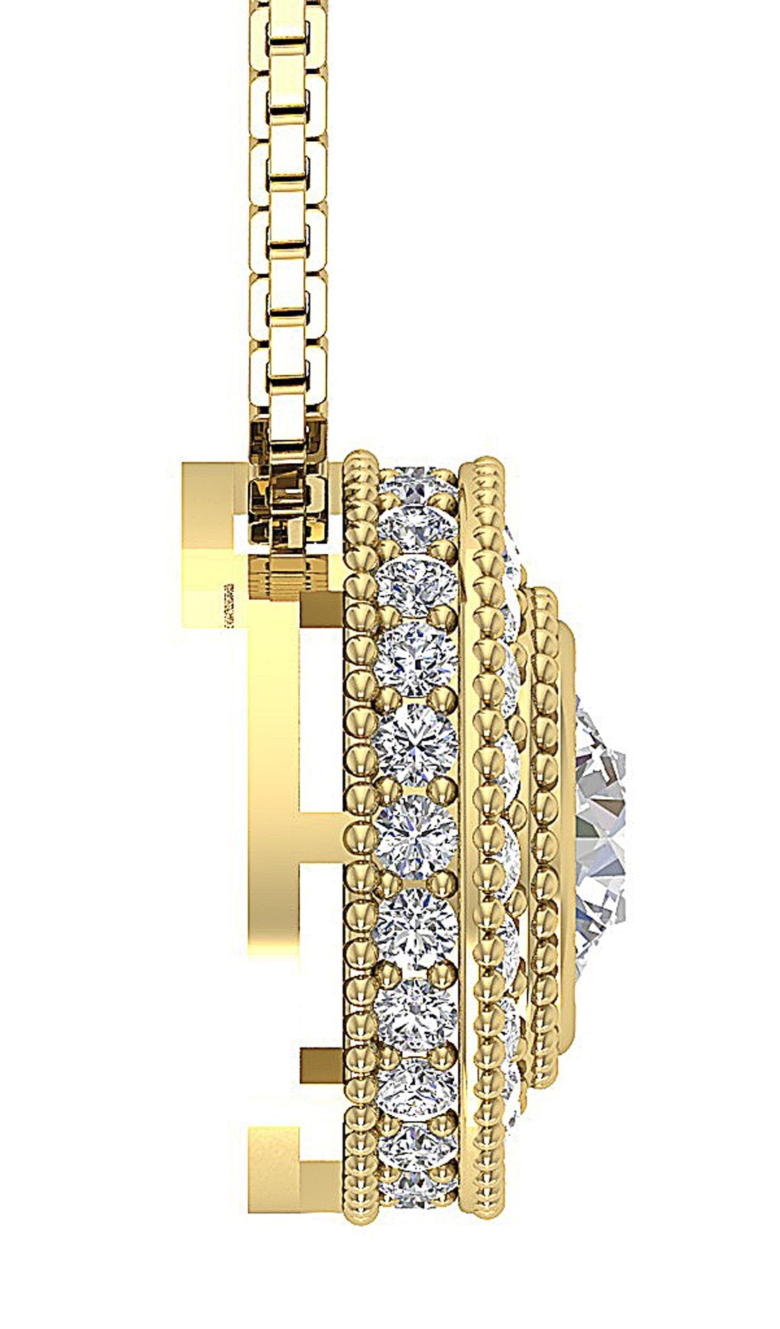 Halo Cluster Pendants Round Diamond Prong Bezel Set 14k/18k Solid White Gold I1/SI1 G 1.00 Carat