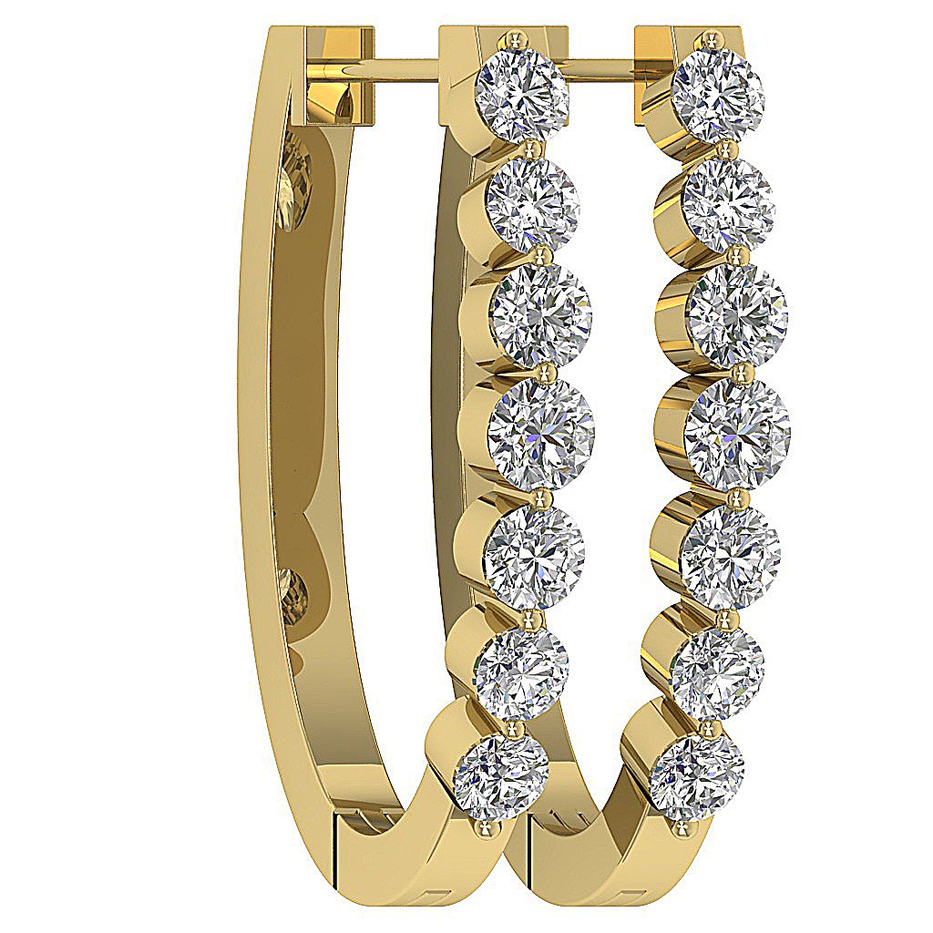 14kYellowGoldNaturalCutDiamondHoopsEarring