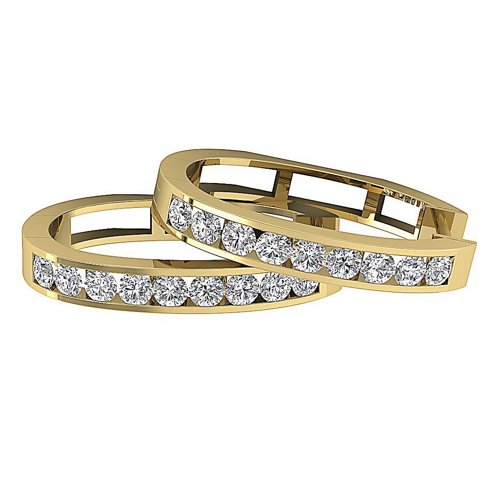 14kYellowGoldRoundCutDiamondLargeHoopsEngagementEarring