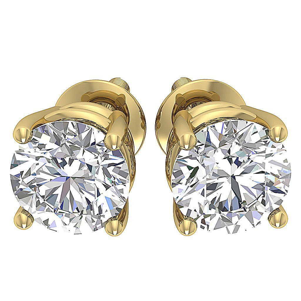 I1 G 2.10 Ct Round Diamond Solitaire Stud Earring 14k White Yellow Rose Gold