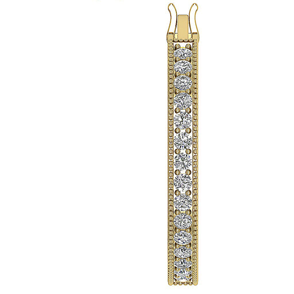 18K Rose Gold Inside Outside Hoop Anniversary Earrings Round Diamond VVS1 E 0.30 Ct Pave Set