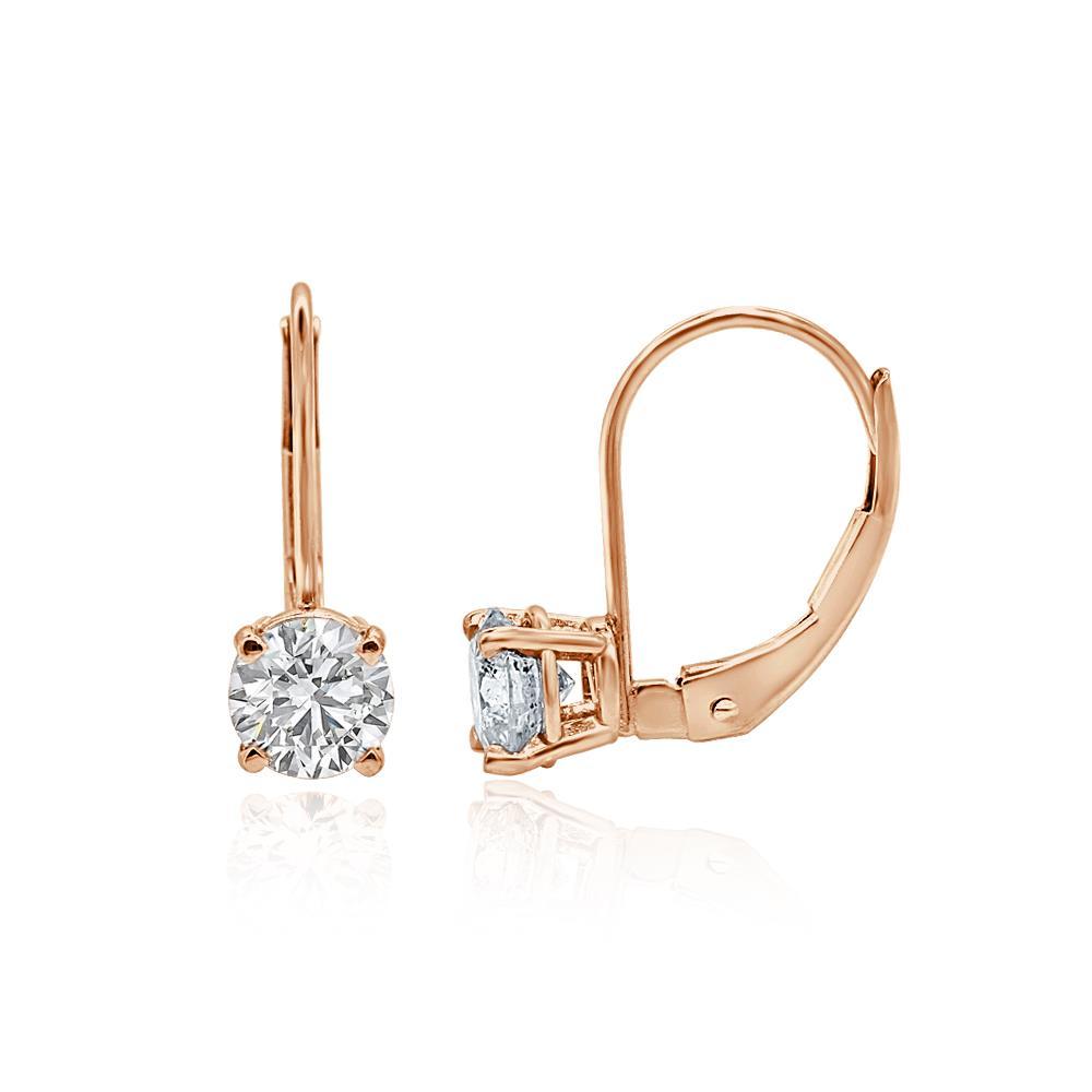 Lever Back Solitaire Stud Earring SI1 G 0.50 Ct 14k/18k Yellow Gold Round Diamonds