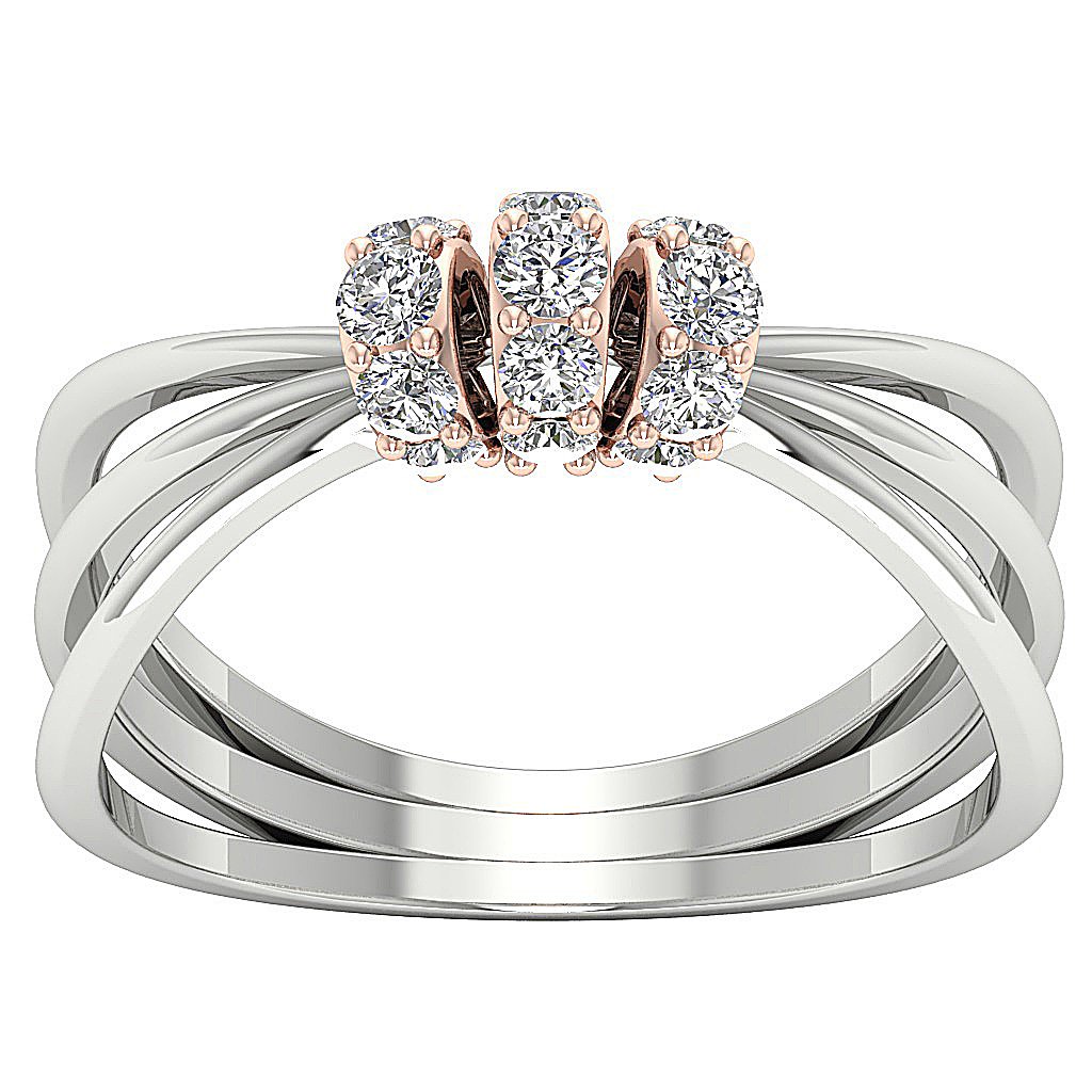 2Tone Engagement 14K Solid Gold Diamond Ring SI1 G 0.35 Ct 5.60 MM