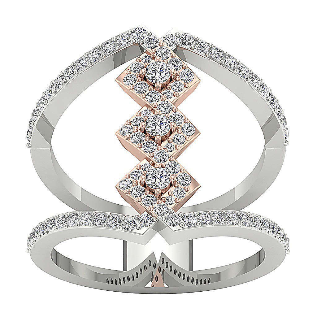 14K Rose Gold Designer Anniversary Ring Round Diamond SI1 G 1.00 Ct Prong Set 20.85 MM