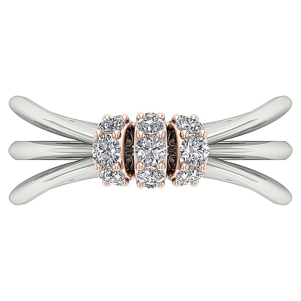 2Tone Engagement 14K Solid Gold Diamond Ring SI1 G 0.35 Ct 5.60 MM