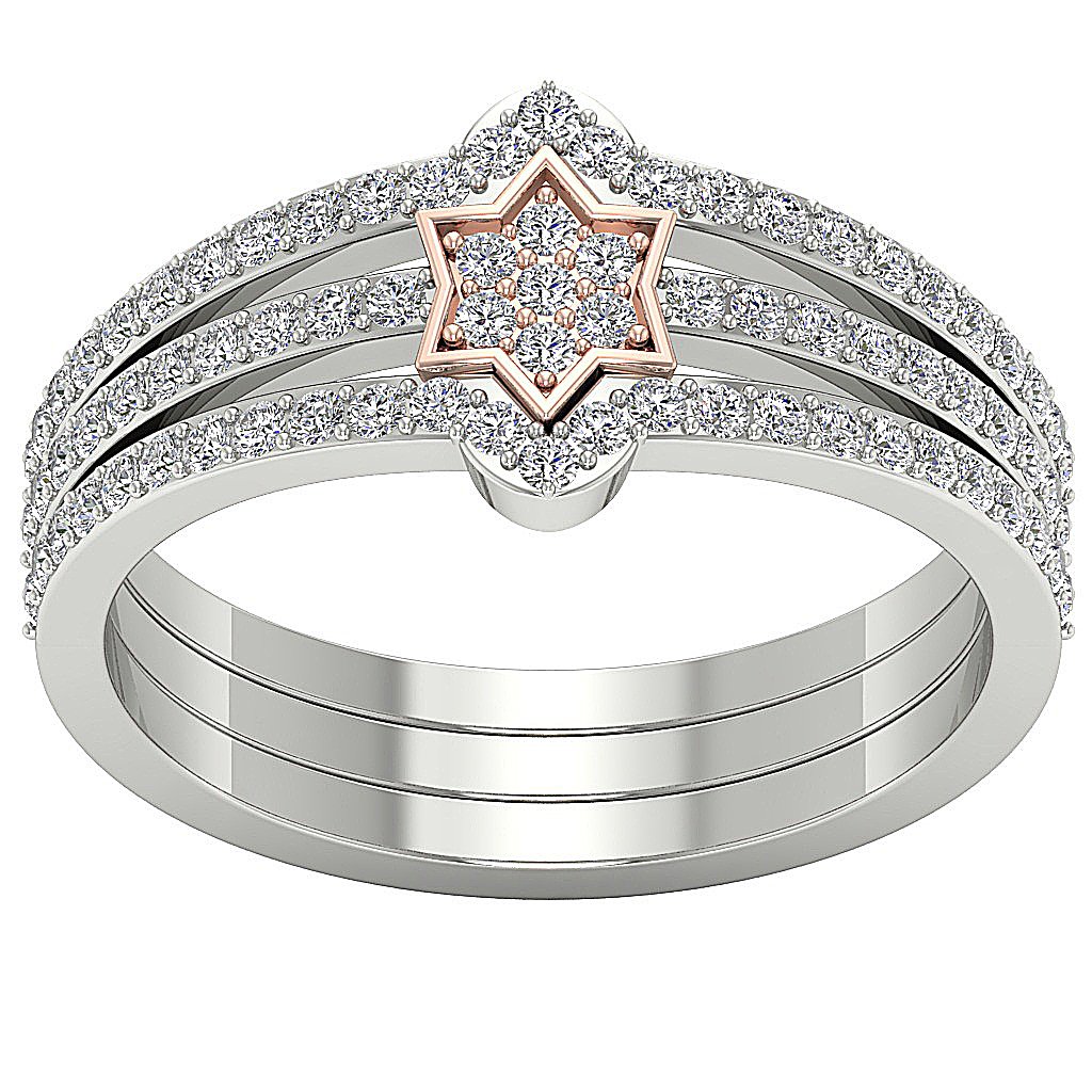 2 Tone Engagement Fashion Diamond Ring 14K Solid Gold SI1 G 0.85 Ct 10.00 MM