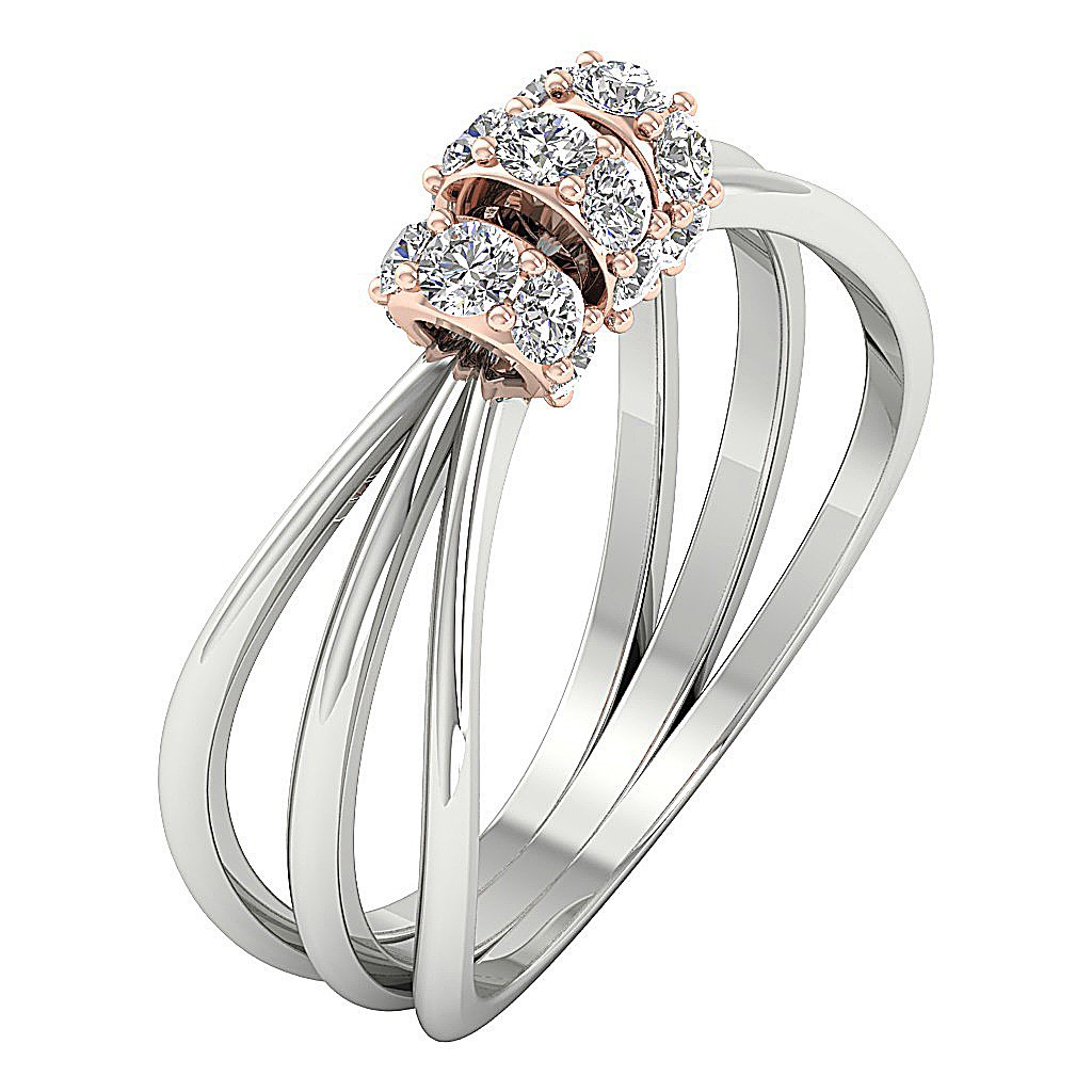 2Tone Engagement 14K Solid Gold Diamond Ring SI1 G 0.35 Ct 5.60 MM