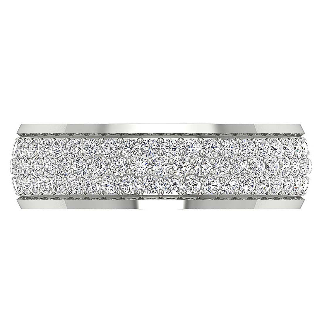 3 Row Wedding Ring I1 G 1.25 Ct Round Diamond Prong Set 14K White Yellow Rose Gold 6.10MM