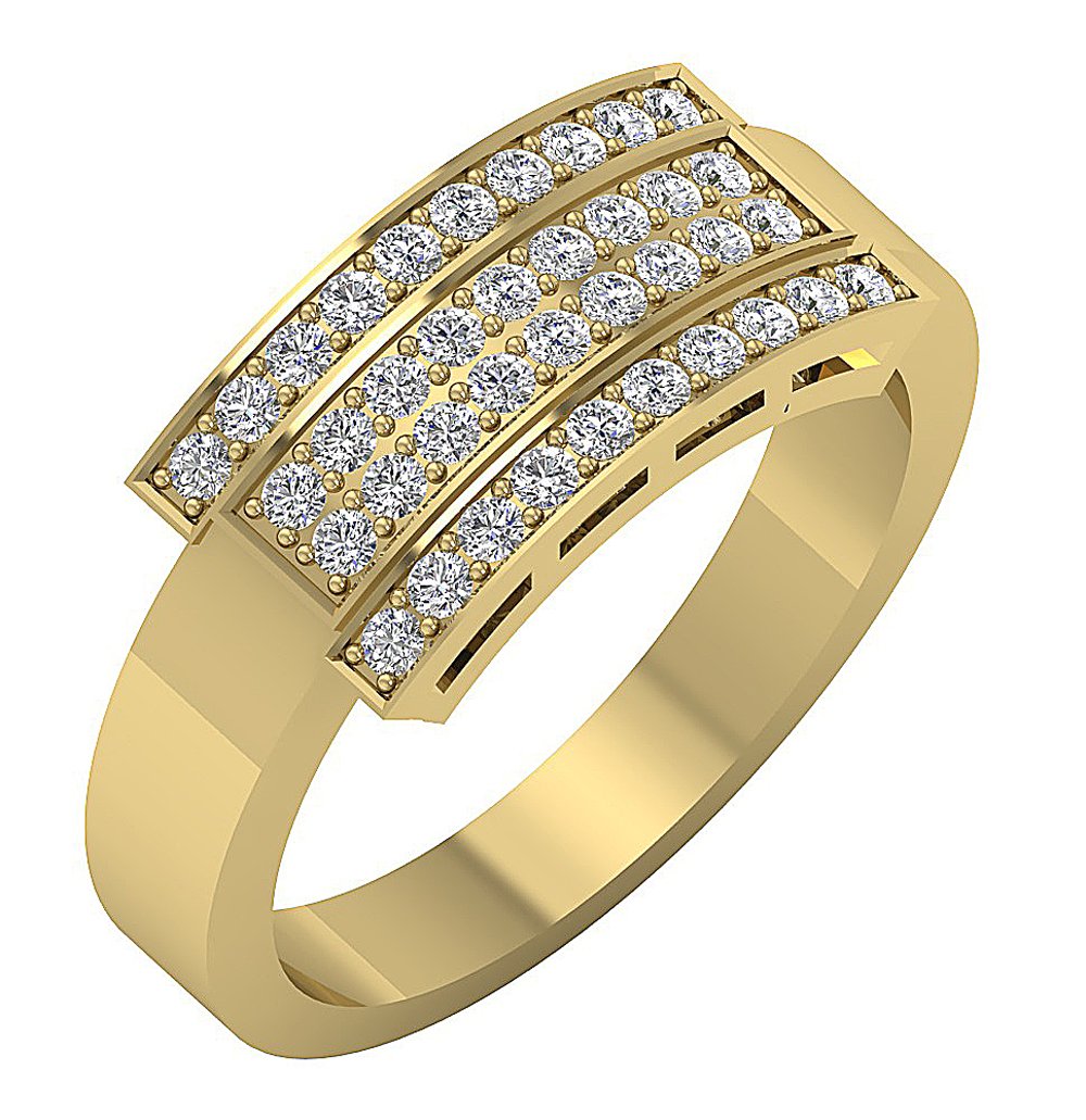 4 Row Wedding Ring I1 G 0.60 Ct Prong Set 14K White Yellow Rose Gold 8.10MM