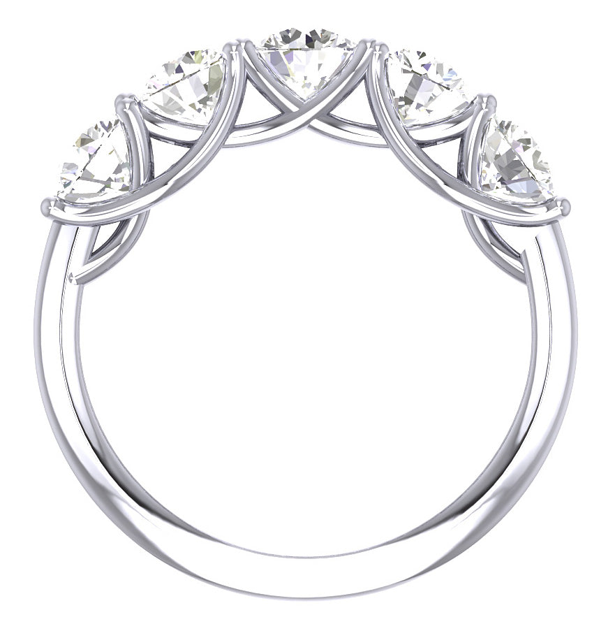 2.50 Carat Five Stone Engagement Wedding Ring SI1 G Round Cut Diamond 14K Gold