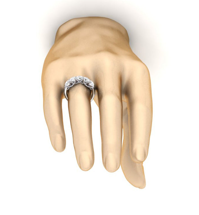 2.50 Carat Five Stone Engagement Wedding Ring SI1 G Round Cut Diamond 14K Gold