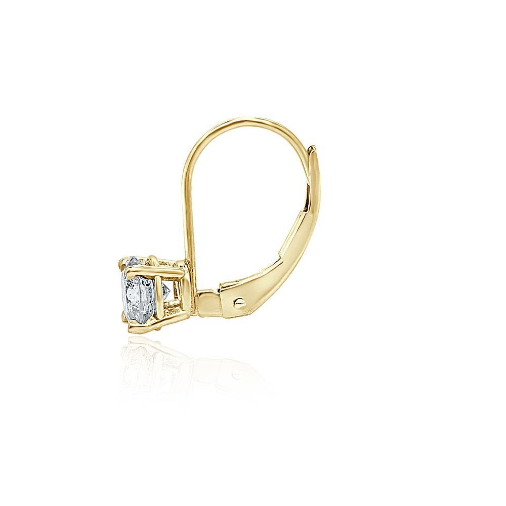Lever Back Solitaire Stud Earring SI1 G 0.50 Ct 14k/18k Yellow Gold Round Diamonds