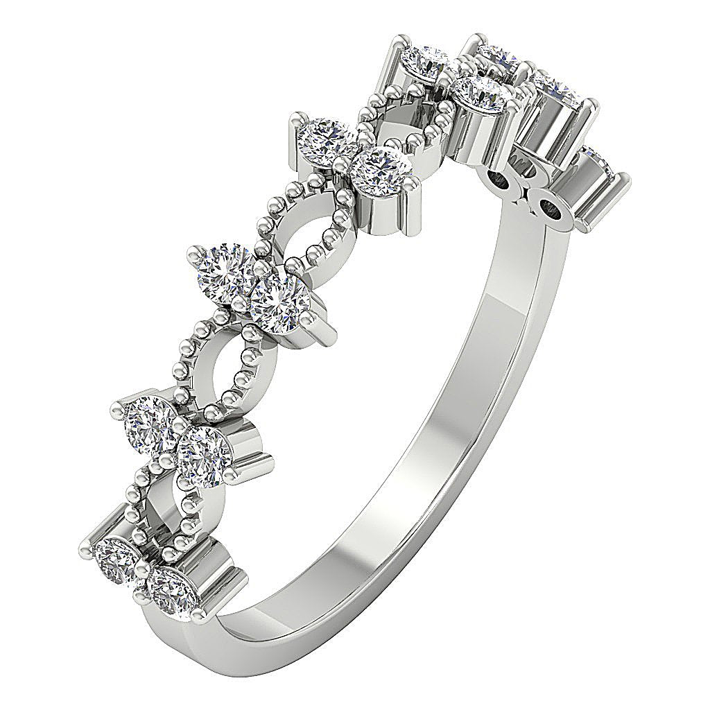 Designer Anniversary Ring Round Diamond SI1 G 0.55 Ct 14K Solid Gold Prong Set 5.20MM