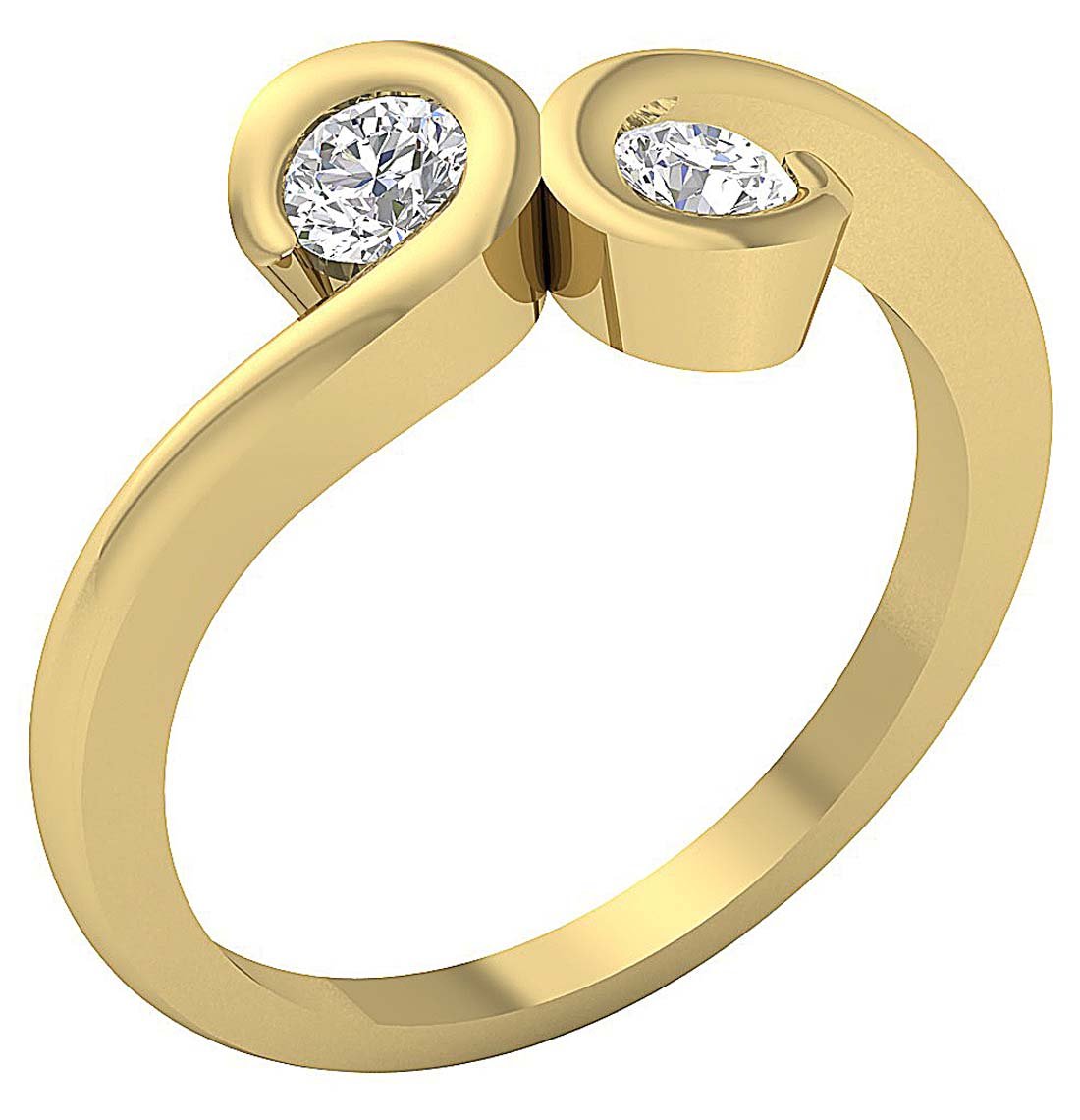 I1 G 0.55 Ct Forever Us Two Stone Solitaire Wedding Ring Genuine Diamond Prong Set 14k Yellow Gold