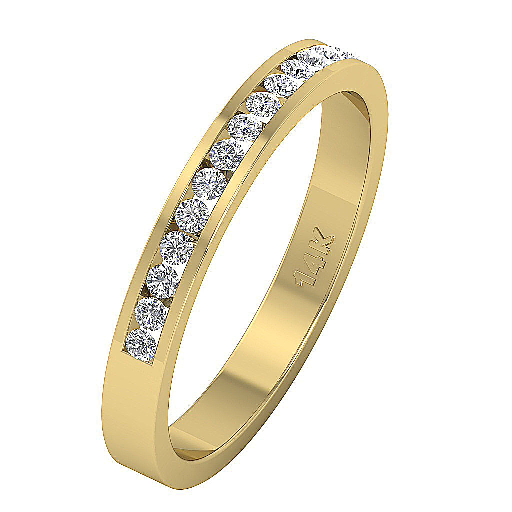 Engagement Ring Natural Diamond I1 G 0.30 Ct 14K Solid Gold Channel Set