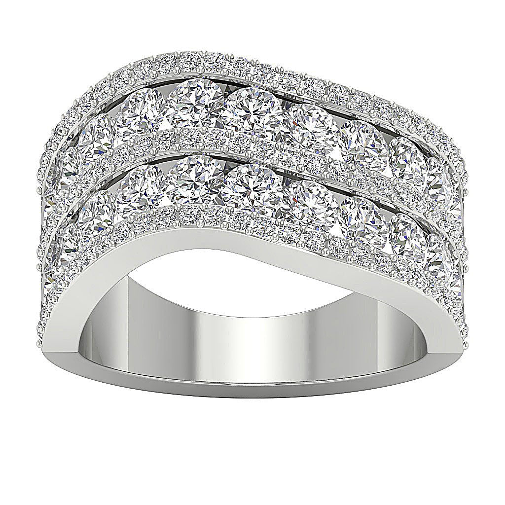 I1 G 4.30 Ct Genuine Diamond Prong Channel Set Wedding Ring 14K White Gold 11.05 MM
