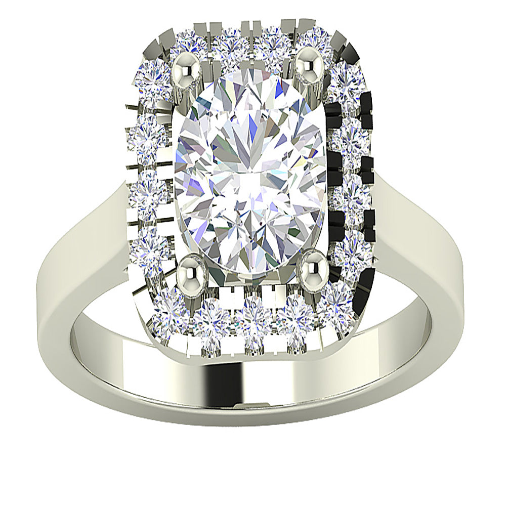 Solitaire Cushion Halo Engagement Wedding Ring I1 G 1.90 Ct Round Cut Diamond 14K Rose Gold 11.60MM