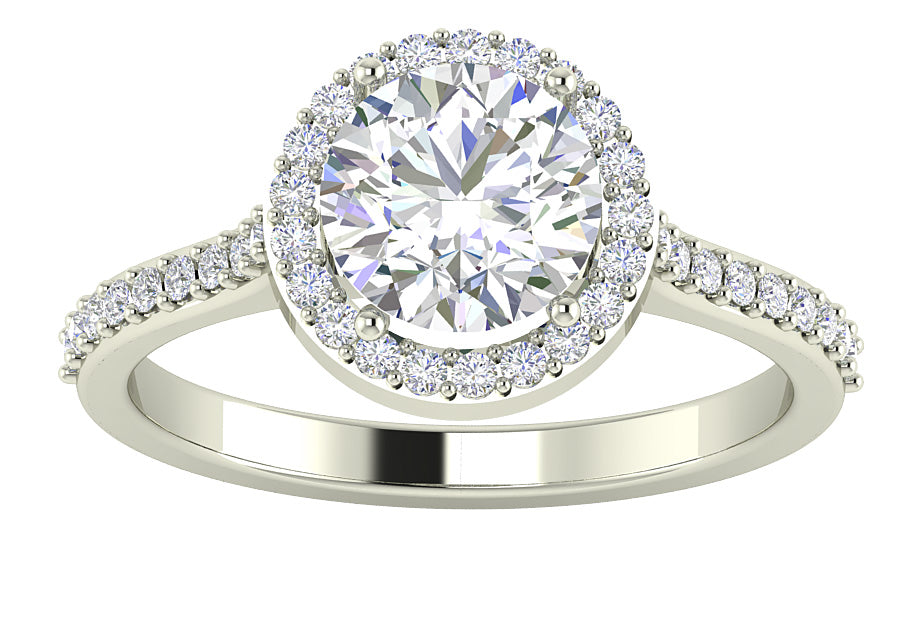 I1 G 1.90 Ct Genuine Round Cut Diamond 14K Rose Gold Prong Set Solitaire Halo Engagement Ring