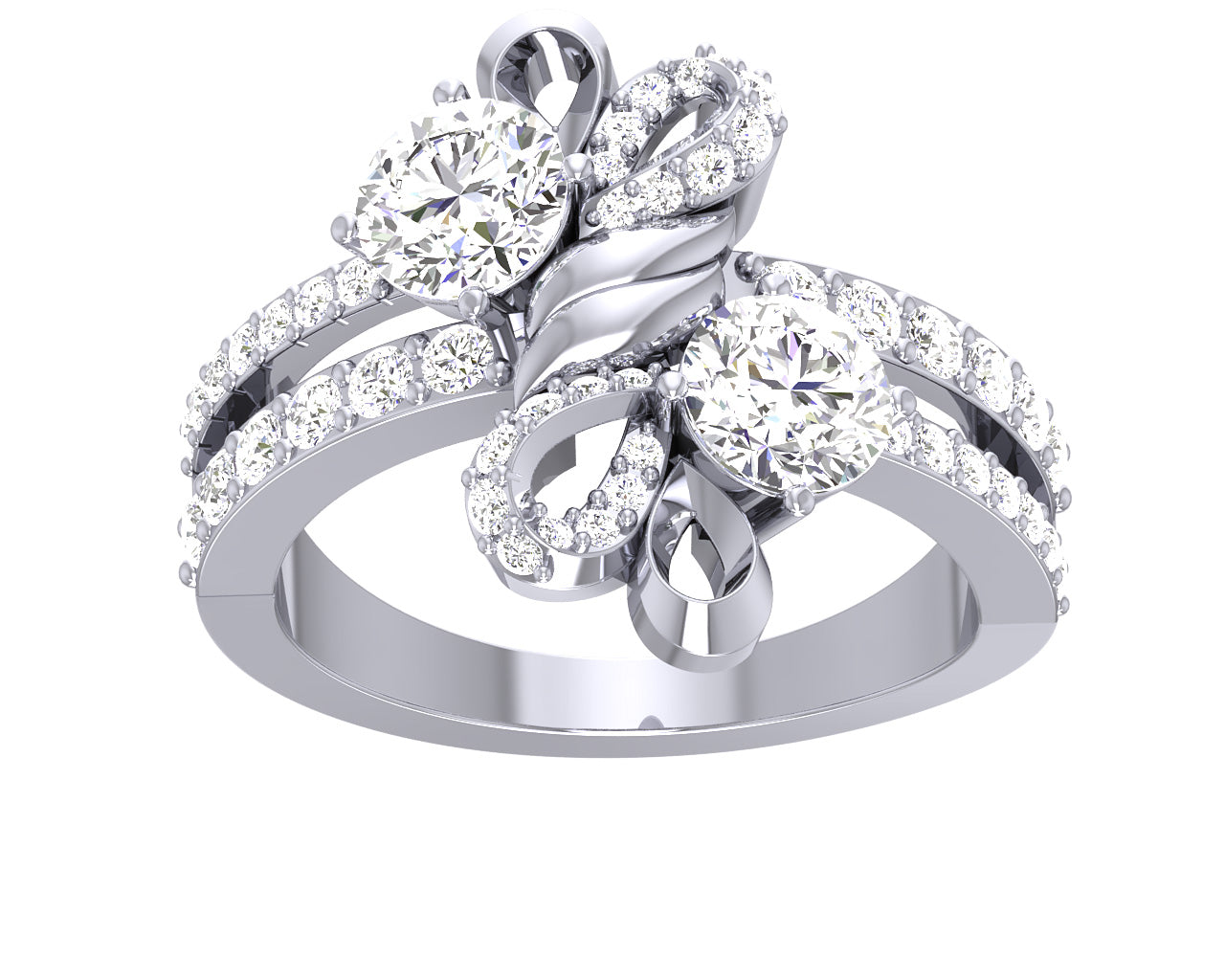 14K Gold Forever Us Two Stone Wedding Ring For Women SI1 G 1.90 Carat Natural Diamond
